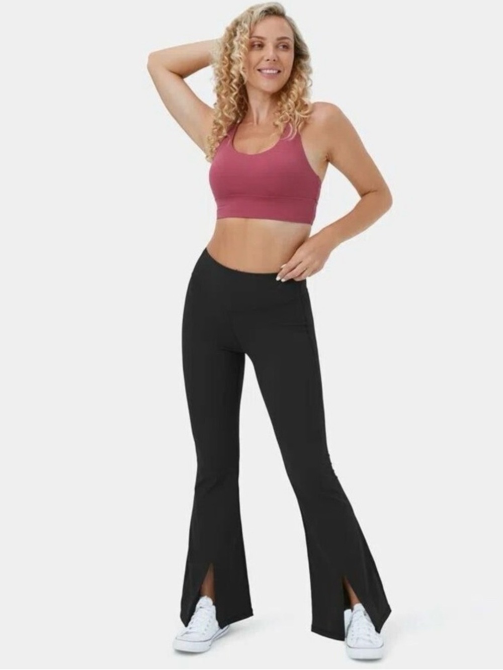 NWT Halara Cloudful High Waist Split Hem Super Flare Yoga Leggings Black size M